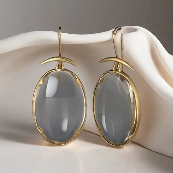 Bohemian Grey  - Imitation Jade Premium Earrings - Picture 2 of 6